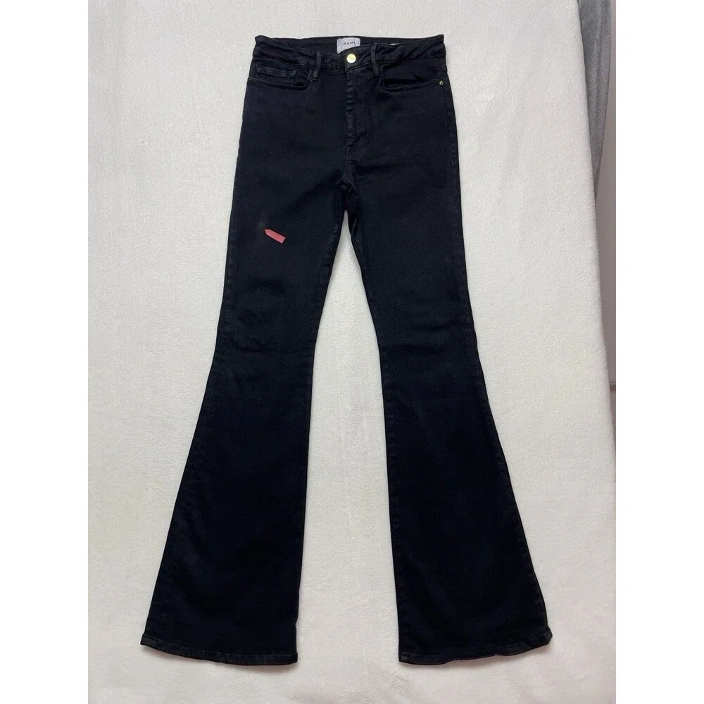 Frame Le One Flare Women's High-Rise Stretch Black Jeans Size 2
